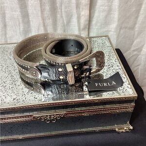 NWT Furla Rhinestone & Chain mesh belt